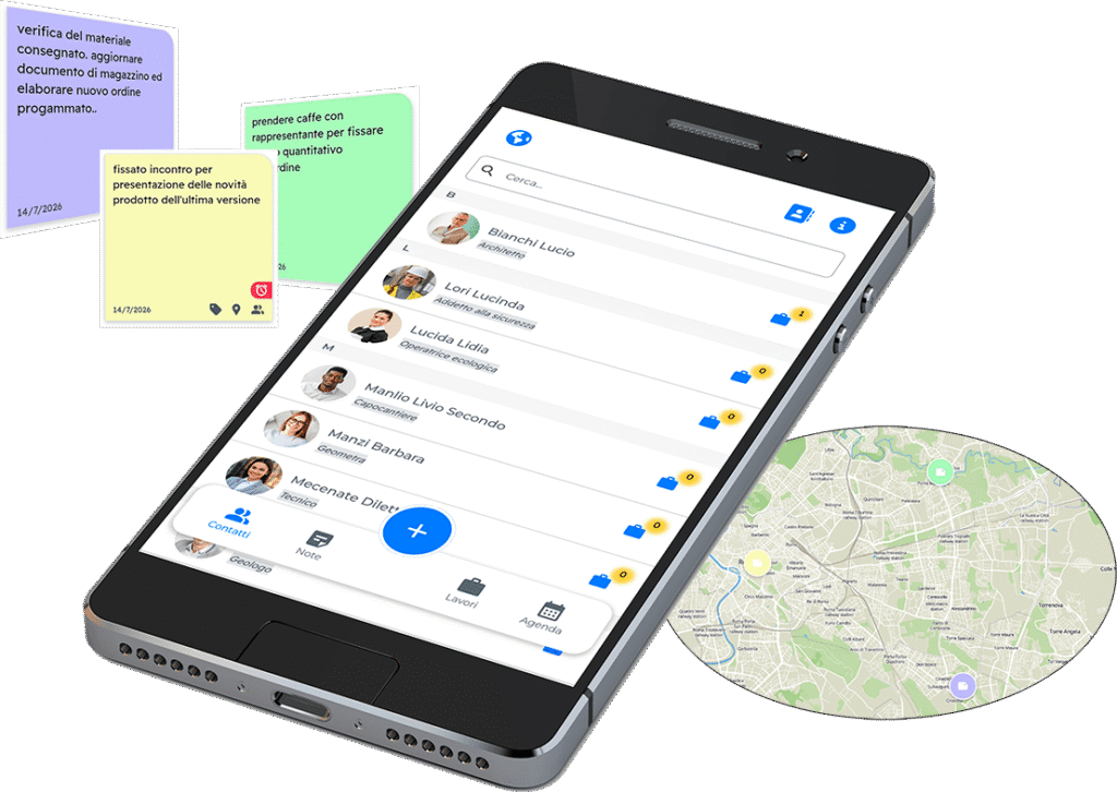 ContactNote, il CRM per chi lavora sul campo: rubrica contatti, note e mappa su smartphone