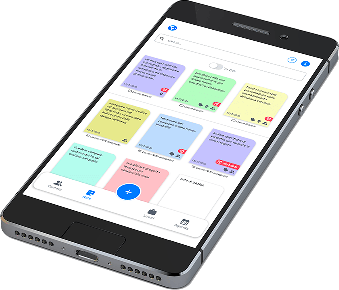 Schermata gestione note e attività ContactNote